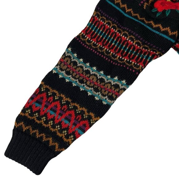 Manos Alpaca Men Cardigan Sweater Size S Floral Embroidered Button Down Front - Picture 7 of 11